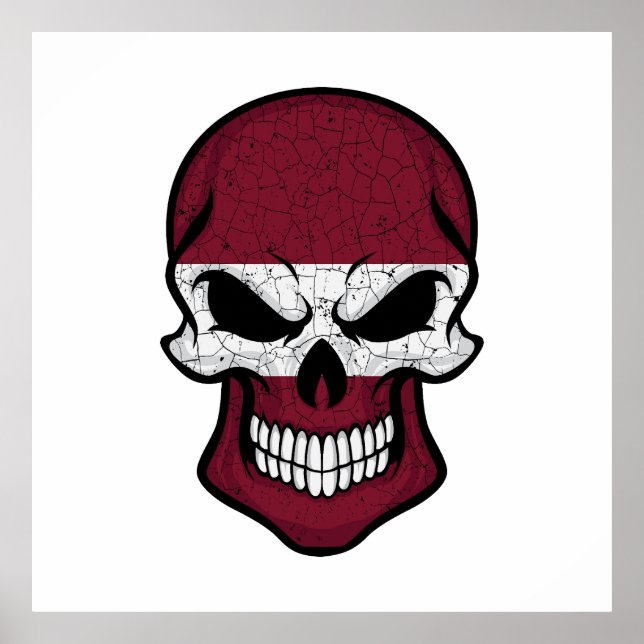 Lettland Smiling Skull Flagga Poster (Framsidan)