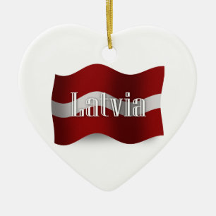 Lettland som vinkar flagga julgransprydnad keramik