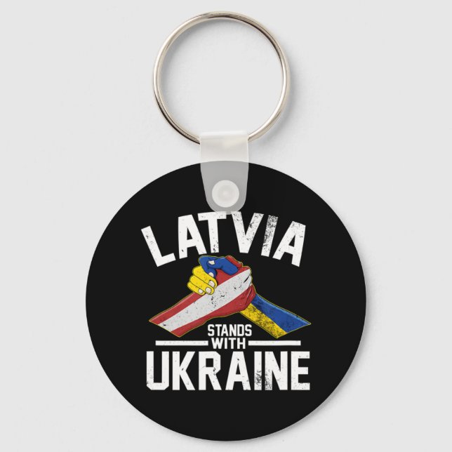 Lettland Stands with Ukraina Ukrainska lettiska Fl Nyckelring (Framsida)