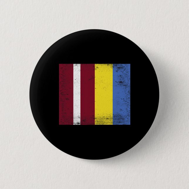 Lettland Ukraina Flagga Design Stolthet Lettisk Uk Knapp (Framsida)