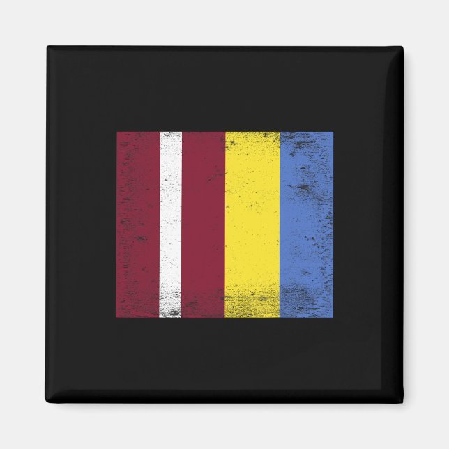 Lettland Ukraina Flagga Design Stolthet Lettisk Uk Magnet (Framsidan)