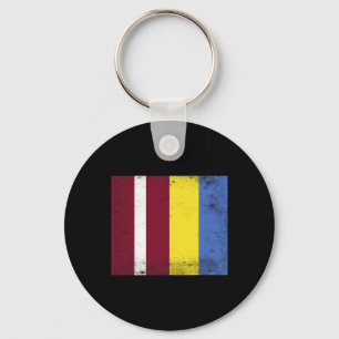 Lettland Ukraina Flagga Design Stolthet Lettisk Uk Nyckelring