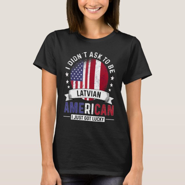 Lettlands amerikanska Land Flaggor Pride Land Lat T Shirt (Framsida)