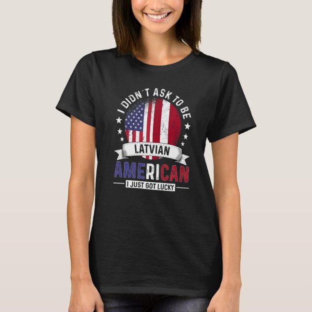 Lettlands amerikanska Land Flaggor Pride Land Lat T Shirt (Framsida)