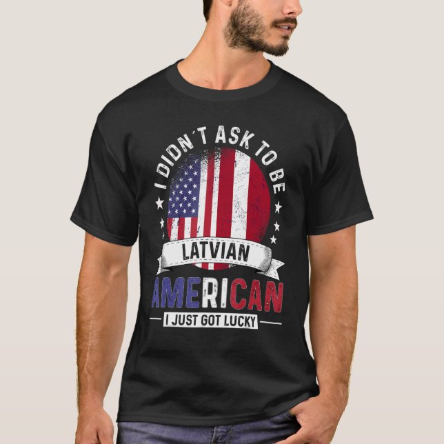 Lettlands amerikanska Land Flaggor Pride Land Lat T Shirt (Framsida)
