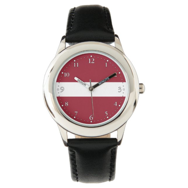 Lettlands flagga armbandsur (Framsida)