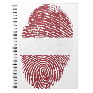 Lettlands Flagga Fingerprint Land Pride Identitet Anteckningsbok
