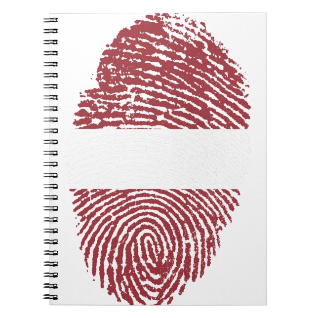 Lettlands Flagga Fingerprint Land Pride Identitet Anteckningsbok (Framsidan)