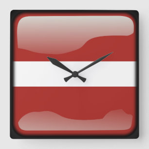Lettlands flagga fyrkantig klocka