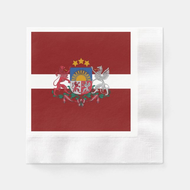 Lettlands flagga-jackande av arm pappersservett (Framsidan)