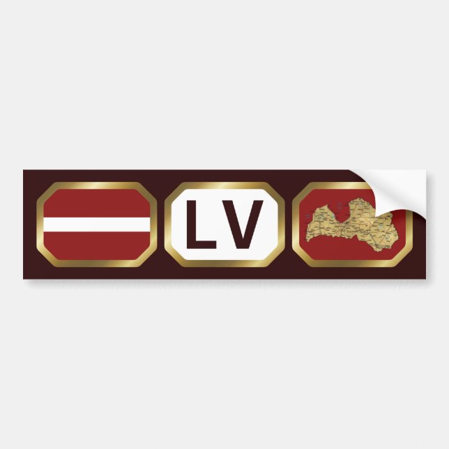 Lettlands Flagga Karta-kod Bildekal (Framsidan)