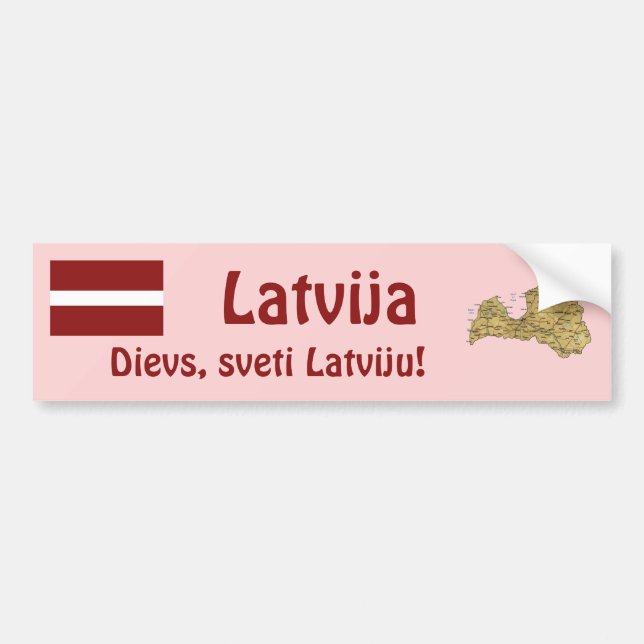 Lettlands flagga + kartdekal bildekal (Framsidan)
