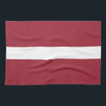 Lettlands flagga kökshandduk<br><div class="desc">Lettlands patriotiska flagga.</div>