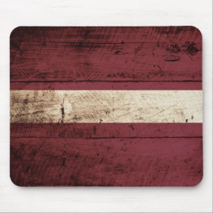 Lettlands Flagga på Old Wood Grain Musmatta