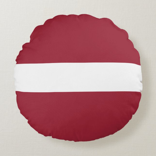 Lettlands flagga rund kudde (Framsidan)