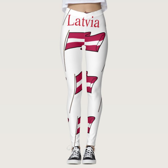 Lettlands landsflagga Thunder_Cove Leggings (Framsida)