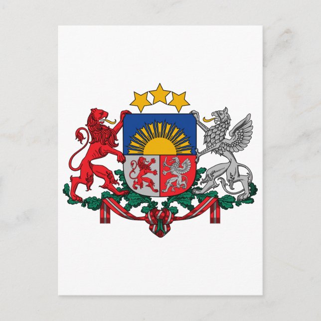 Lettlands Officiell Jackar Arm Heraldry Symbol Vykort (Framsida)