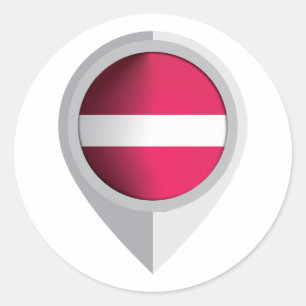 Lettlands Pin Location-Flagga för din familj som h Runt Klistermärke