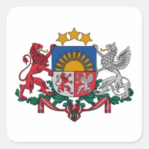 Lettlands statsvapen symbol emblem flagga fyrkantigt klistermärke