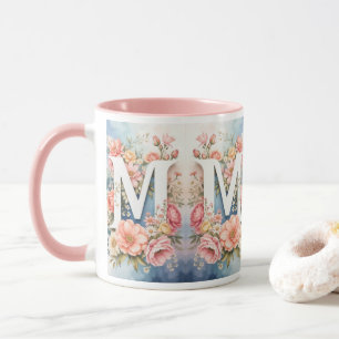 Lettre M Monogramme Blommigt Élégant Vintage Mugg