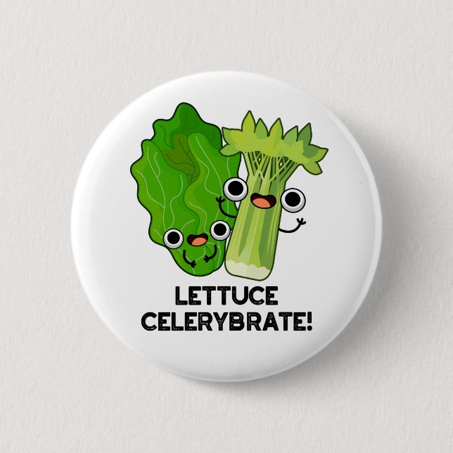 Lettuce Celerybrate Funny Veggie Pun Knapp (Framsida)