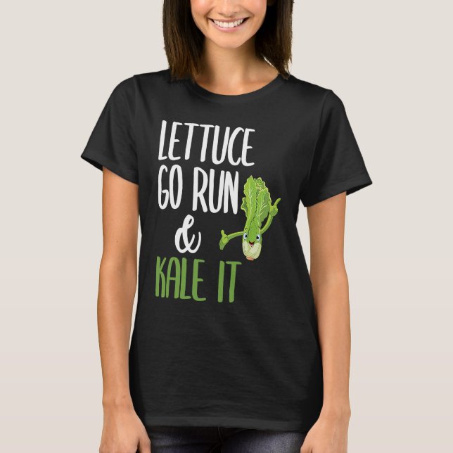 Lettuce går Springa och Kale it underbart Vegan Sp T Shirt (Framsida)