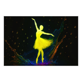 Leuchtende Ballerina in Farbiger Wassersymphonie Fototryck