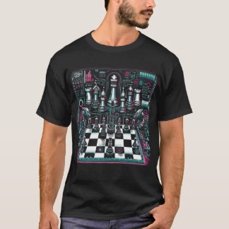 Leuchtendes Neon-Schach-Design T-Shirt