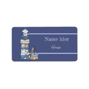 Leuchtturm und Schiff Adressetikett