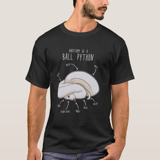 Leucistic Boll Python Anatomy White Snake Funny Cu T Shirt (Framsida)