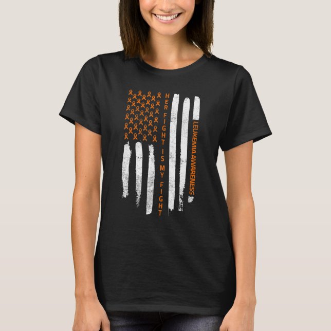 Leukemi 4 juli Orange medvetandesband Ameri T Shirt (Framsida)