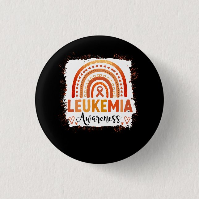 Leukemi Awareness Bleached Rainbow Orange Ribbon Knapp (Framsida)