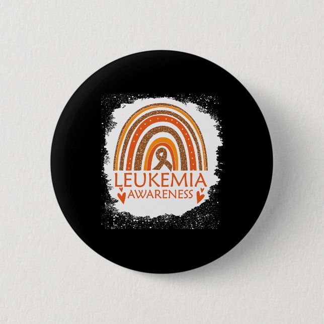 Leukemi Awareness Bleached Rainbow Orange Ribbon Knapp (Framsida)