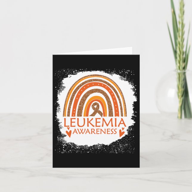 Leukemi Awareness Bleached Rainbow Orange Ribbon Kort (Framsida)