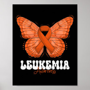 Leukemi Awareness Month Orange Ribbon Butterfly Poster