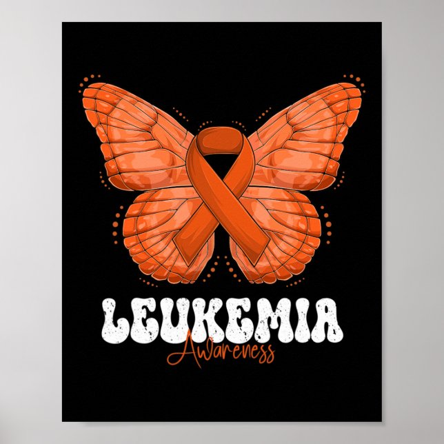 Leukemi Awareness Month Orange Ribbon Butterfly Poster (Framsidan)