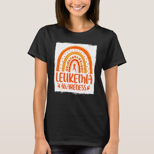 Leukemi Awareness Rainbow Orange Ribbon För manar  T Shirt (Framsida)