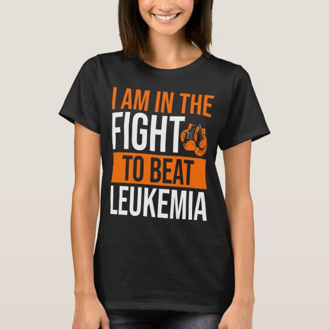 Leukemi Awareness Ribbon Beat Disease Warrior T Shirt (Framsida)
