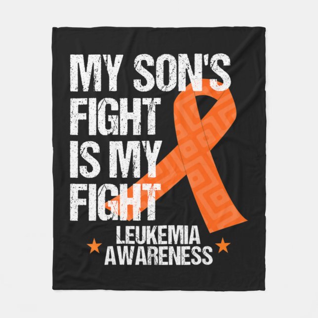 Leukemi Awareness Son Fight Orange Ribbon Gift Fleecefilt (Framsidan)
