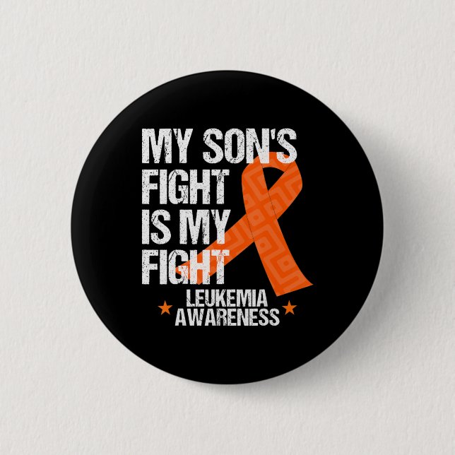 Leukemi Awareness Son Fight Orange Ribbon Gift Knapp (Framsida)