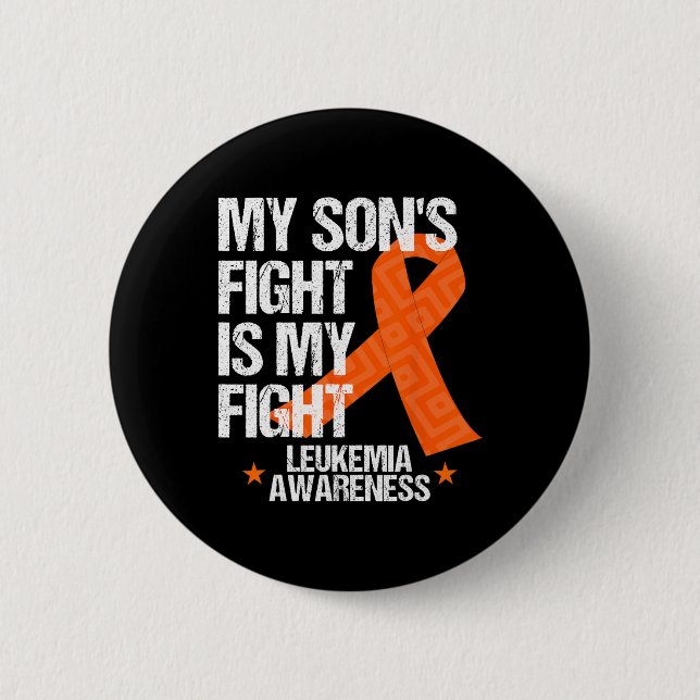 Leukemi Awareness Son Fight Orange Ribbon Gift Knapp (Framsida)