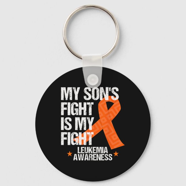 Leukemi Awareness Son Fight Orange Ribbon Gift Nyckelring (Framsida)