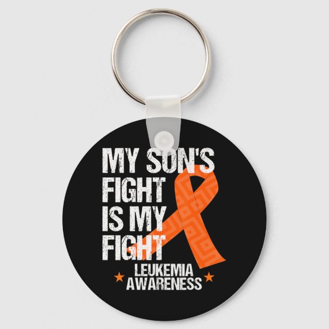 Leukemi Awareness Son Fight Orange Ribbon Gift Nyckelring (Framsida)