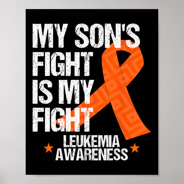 Leukemi Awareness Son Fight Orange Ribbon Gift Poster (Framsidan)