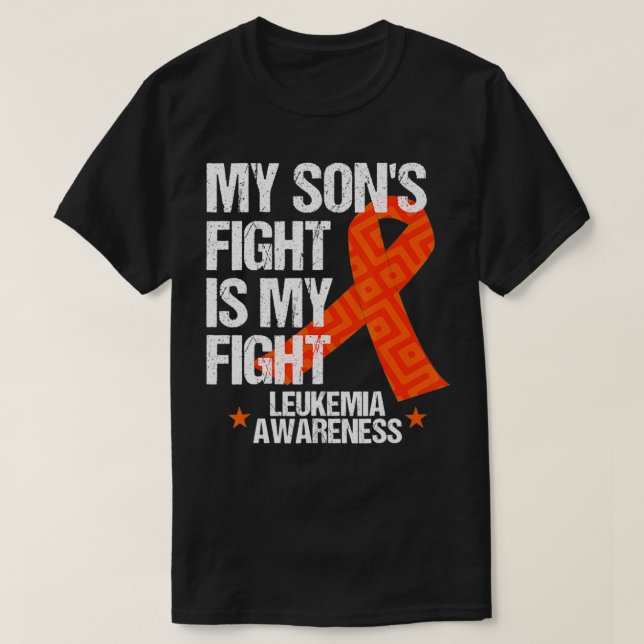 Leukemi Awareness Son Fight Orange Ribbon Gift T Shirt (Design framsida)