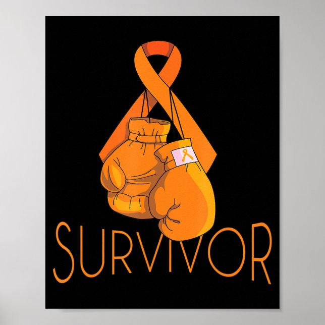 Leukemi Awareness Survivor Orange Ribbon Boxing G Poster (Framsidan)