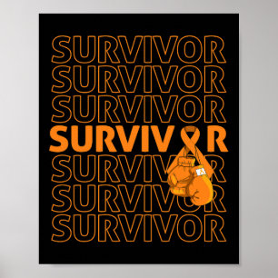 Leukemi Awareness Survivor Orange Ribbon Boxing G Poster