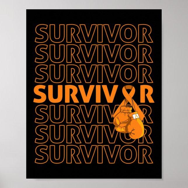 Leukemi Awareness Survivor Orange Ribbon Boxing G Poster (Framsidan)