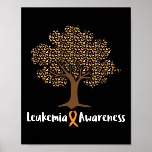 Leukemi Awareness Träd Orange Ribbon Cancer Survi Poster
