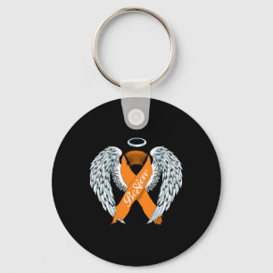 Leukemi Awareness Tro Orange Ribbon och Angel Nyckelring